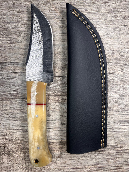 Damascus Steel Knife With Multi-Colored Acrylic Handle