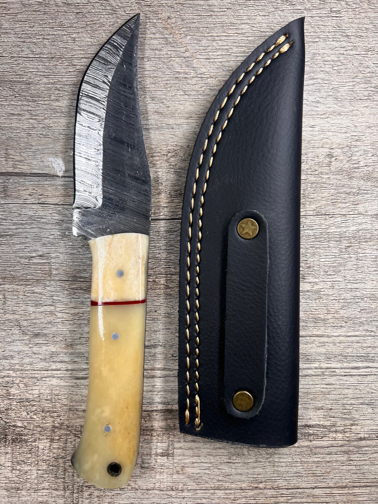 Damascus Steel Knife With Multi-Colored Acrylic Handle